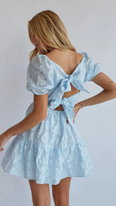 Light Blue Back Bowite Mini Dress