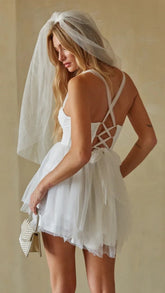 White Tulle Babydoll Mini Dress