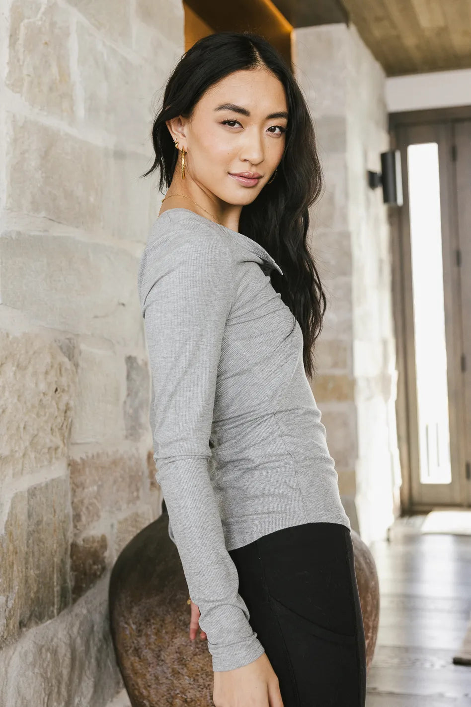 Ivanna Henley Top in Grey