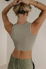 Ines Waffle Knit Tank in Moss - FINAL SALE