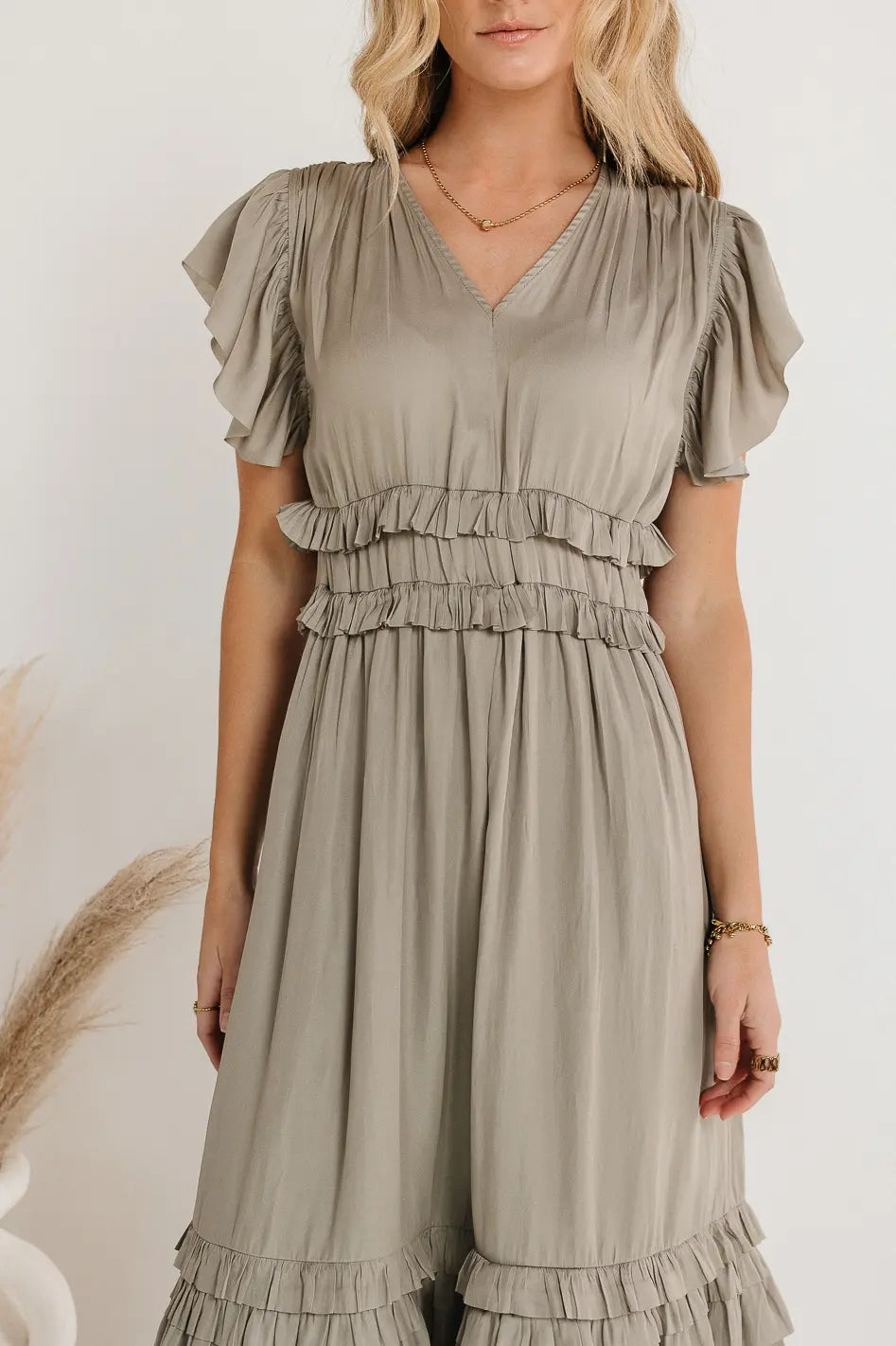 Willa Ruffle Dress in Sage