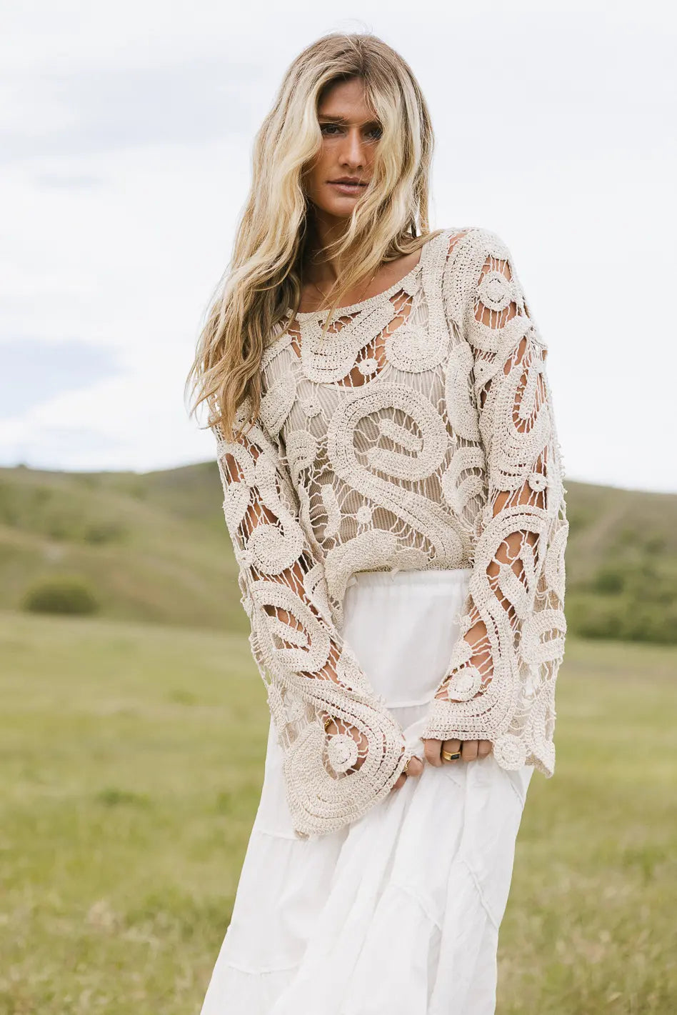 No Worries Crochet Top in Cream