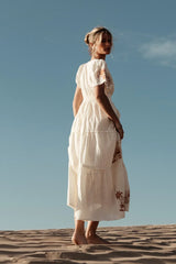 Isabeau Embroidered Maxi Dress in Cream