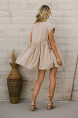 Taupe Pleated Mini Dress