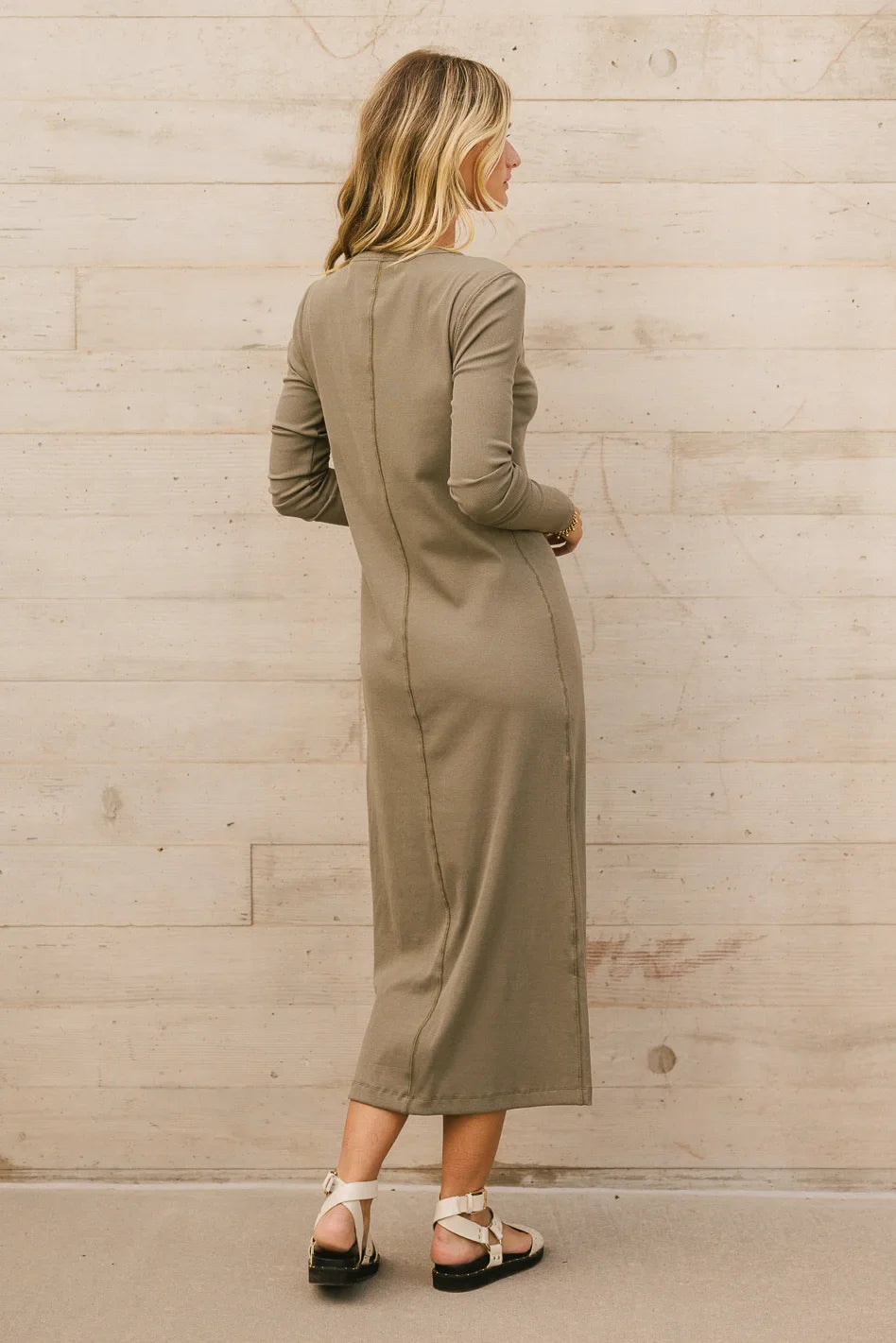 Hollis Ribbed Dress in Olive