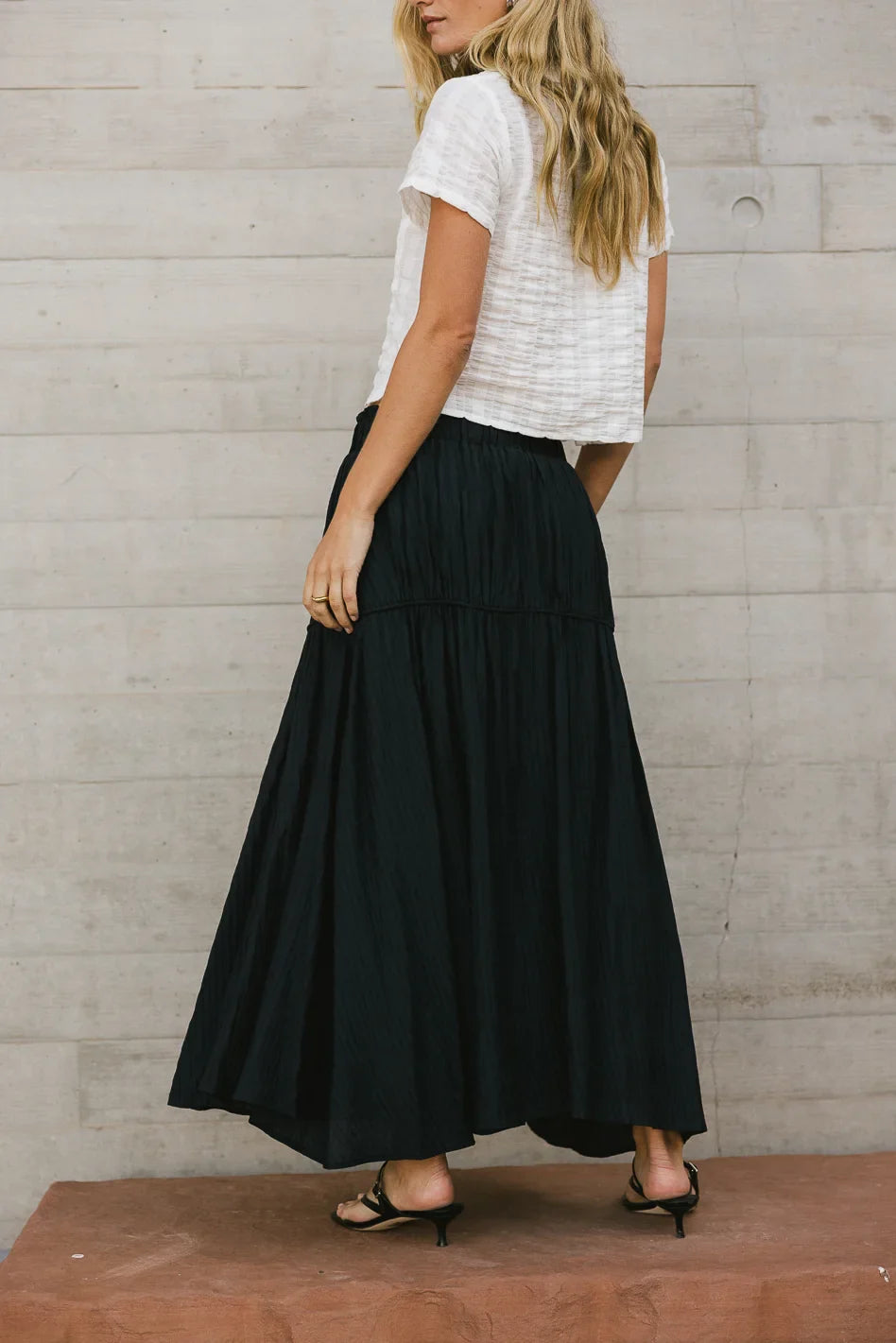 Phillipa Pleated Maxi Skirt in Navy - FINAL SALE