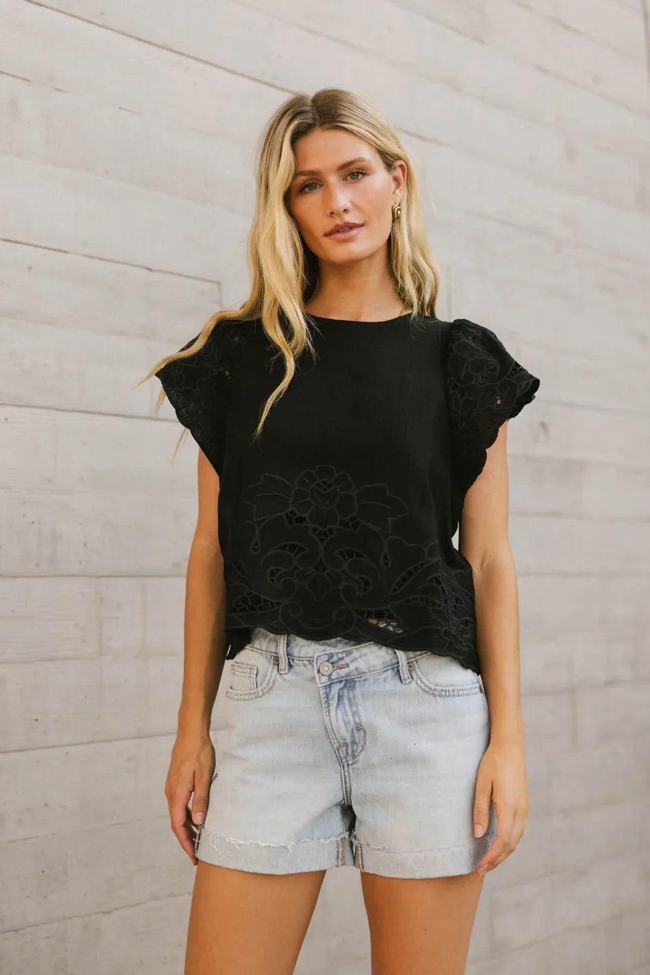 Myra Embroidered Blouse in Black