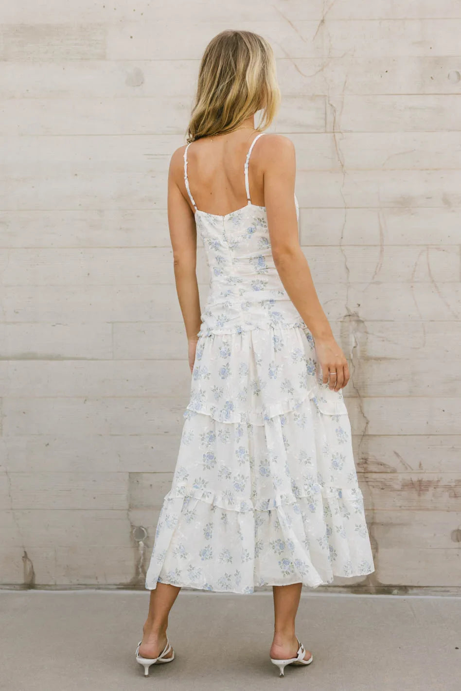 Light Blue Floral Midi Dress