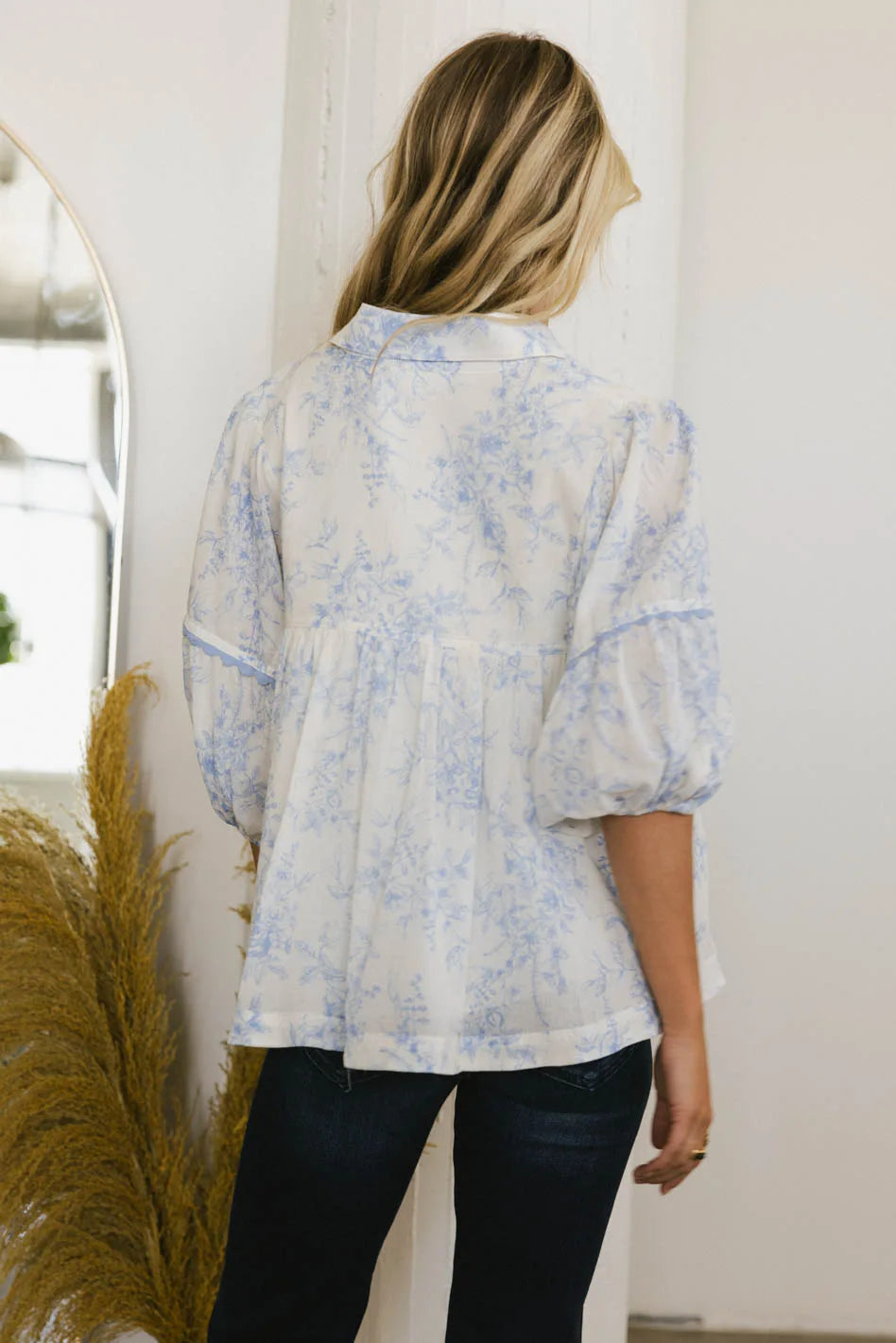 Madison Floral Blouse in Blue
