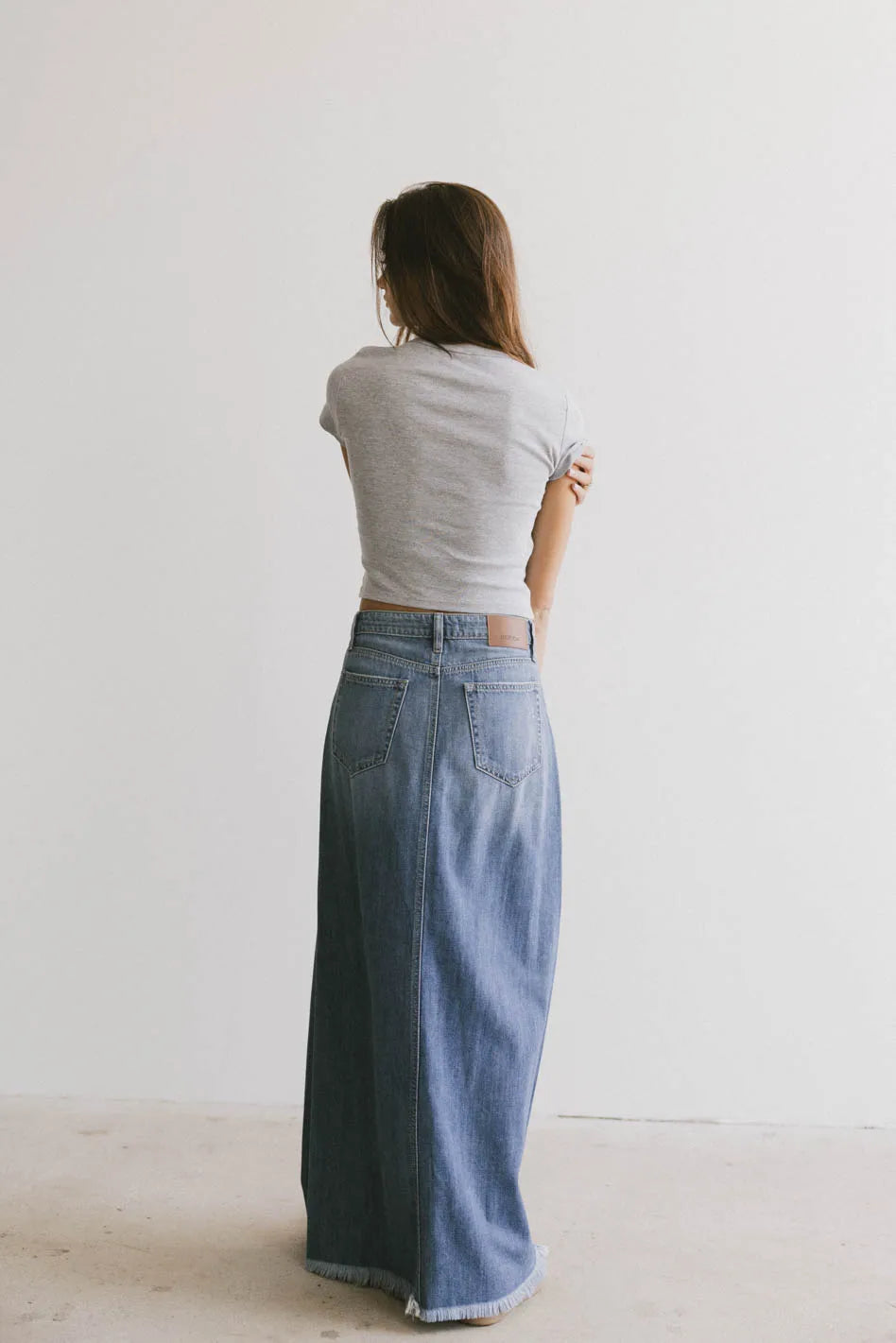 Heather Denim Maxi Skirt