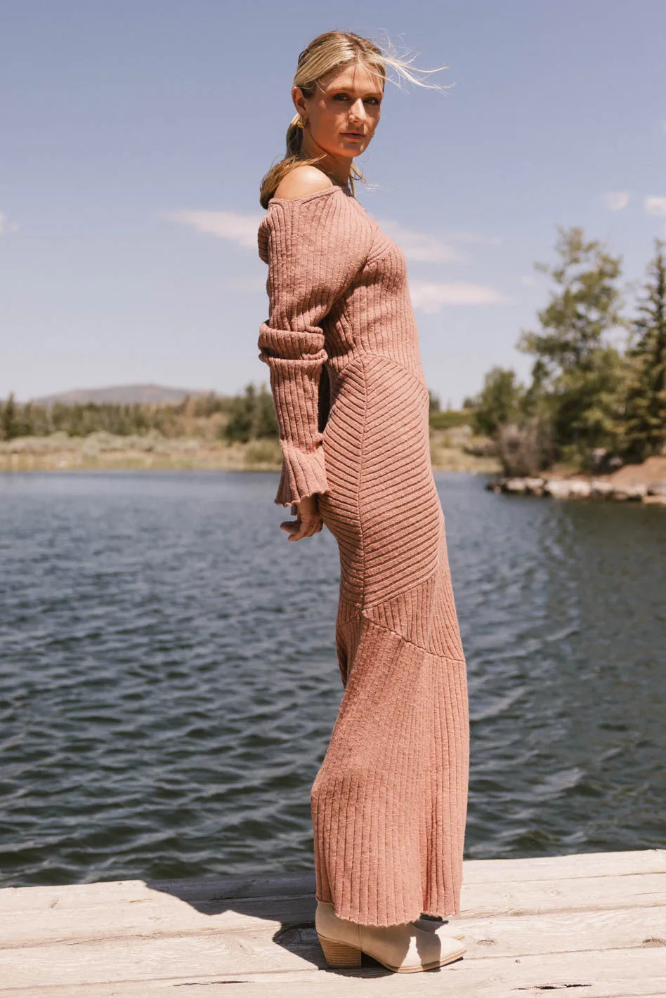 Grove Ribbed Maxi Dress in Clay