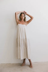 Demi Striped Midi Dress in Natural
