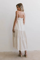 Demi Striped Midi Dress in Natural