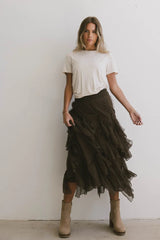 Emerson Ruffled Maxi Skirt in Brown - FINAL SALE