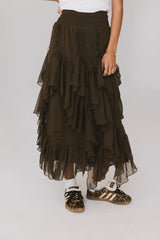 Emerson Ruffled Maxi Skirt in Brown - FINAL SALE