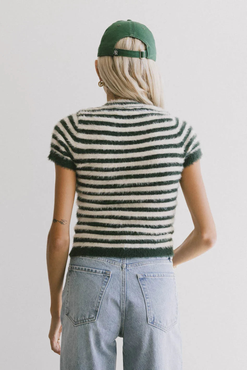Wrenna Fuzzy Sweater Top in Hunter Green