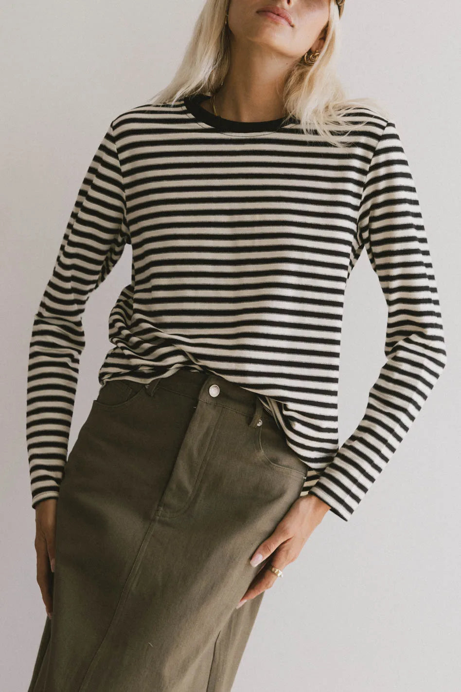 Reggie Striped Top in Black