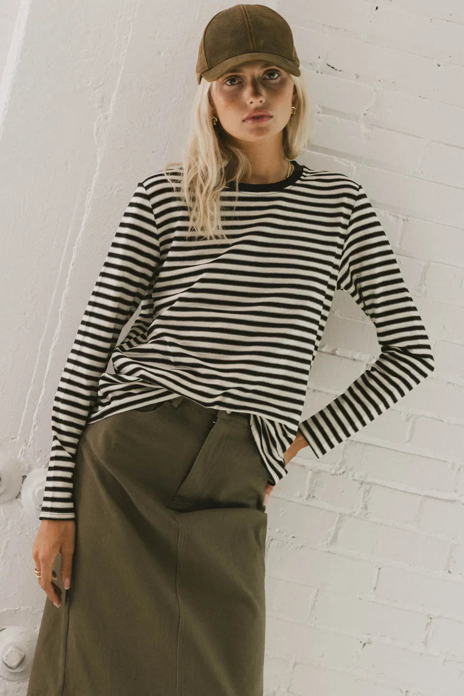 Reggie Striped Top in Black