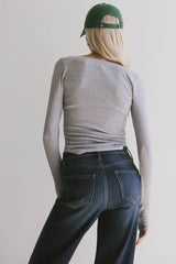 Zela Ribbed Top in Heather Grey