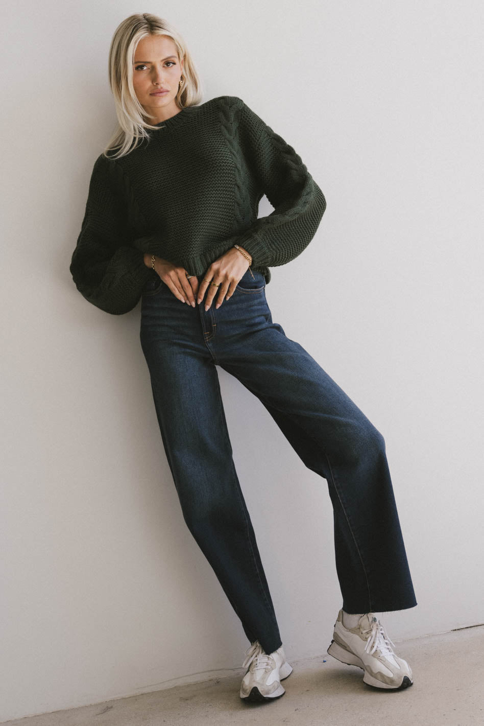 Zaidee Knit Sweater in Hunter Green