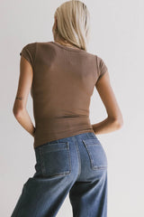 Freya Ribbed Top in Brown