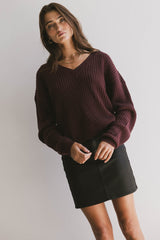 Raychel Knit Sweater in Burgundy