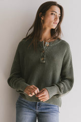 Inda Henley Sweater in Olive
