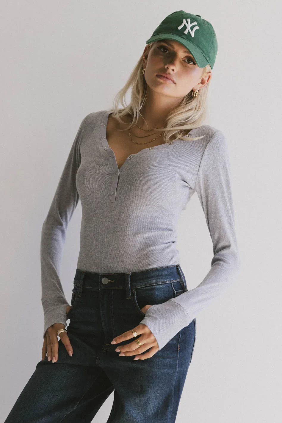 Zela Ribbed Top in Heather Grey