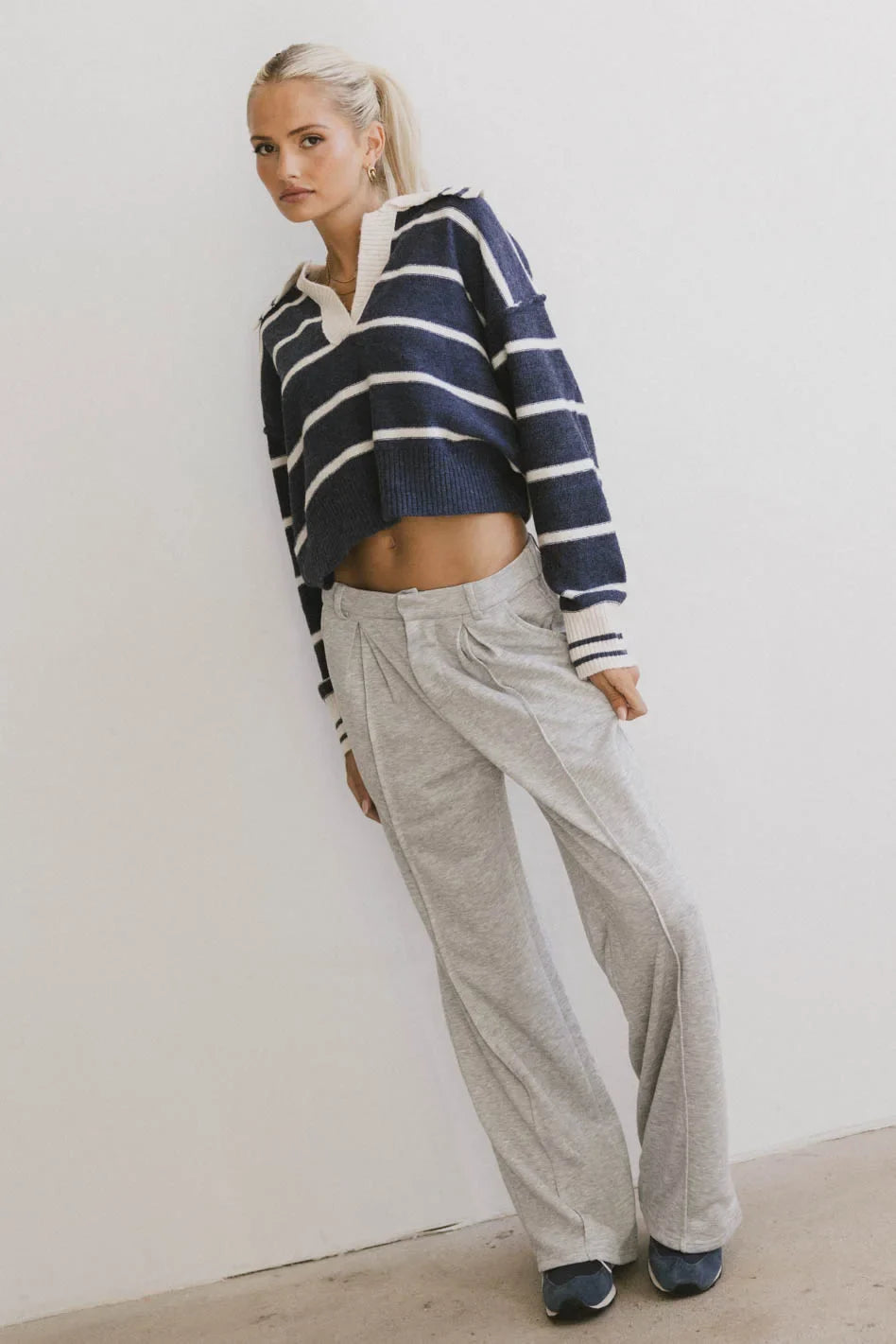 Marina Collared Pullover in Navy