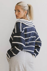 Marina Collared Pullover in Navy