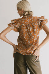 Rikki Printed Blouse in Camel