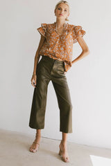 Rikki Printed Blouse in Camel