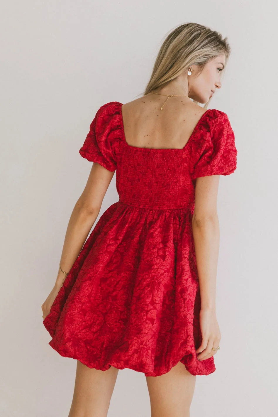 Aisling Bubble Mini Dress in Red