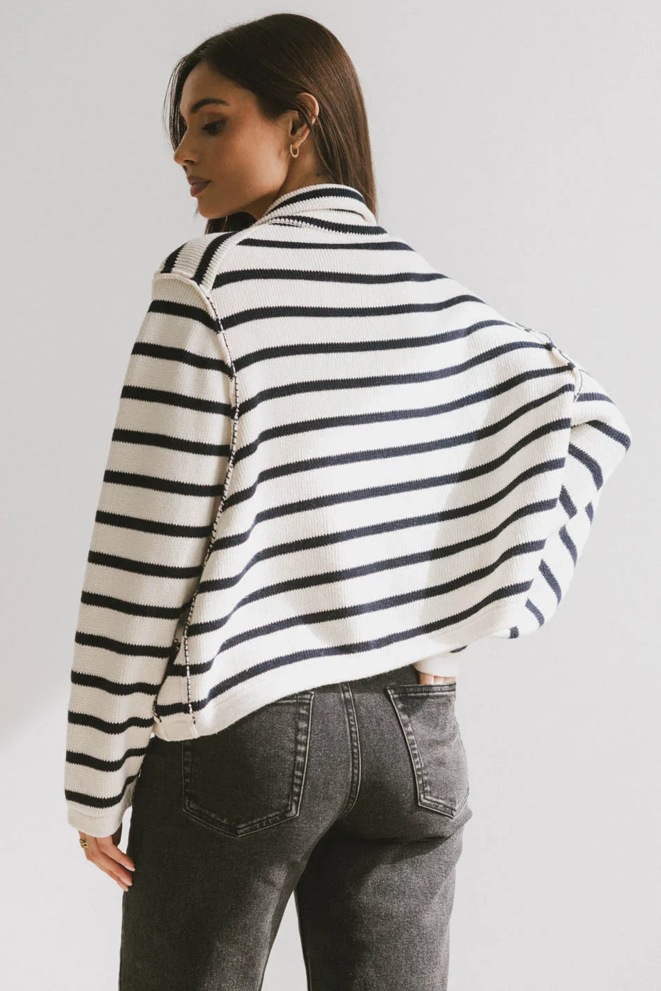 Harper Striped Cardigan in Navy - FINAL SALE