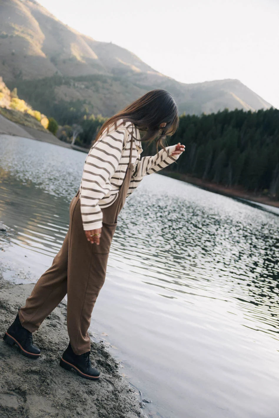 Harper Striped Cardigan in Olive