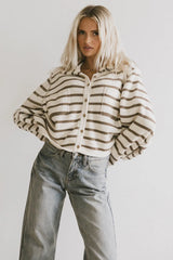 Harper Striped Cardigan in Olive