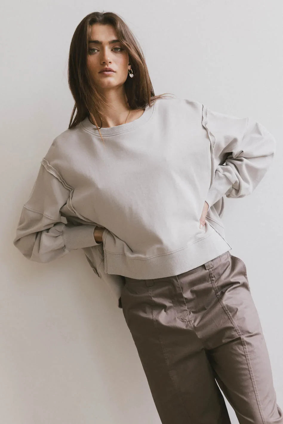 Costello Reverse Seam Crewneck in Grey