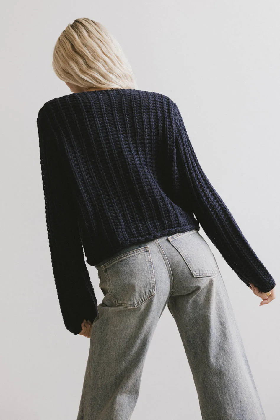 Luca Chunky Knit Sweater in Navy