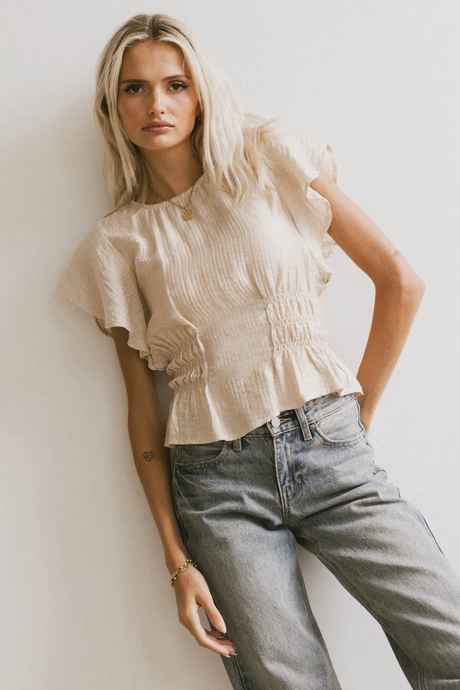 Whit Smocked Blouse in Cream