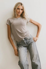 Opal Ribbed Tee in Taupe