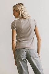 Opal Ribbed Tee in Taupe