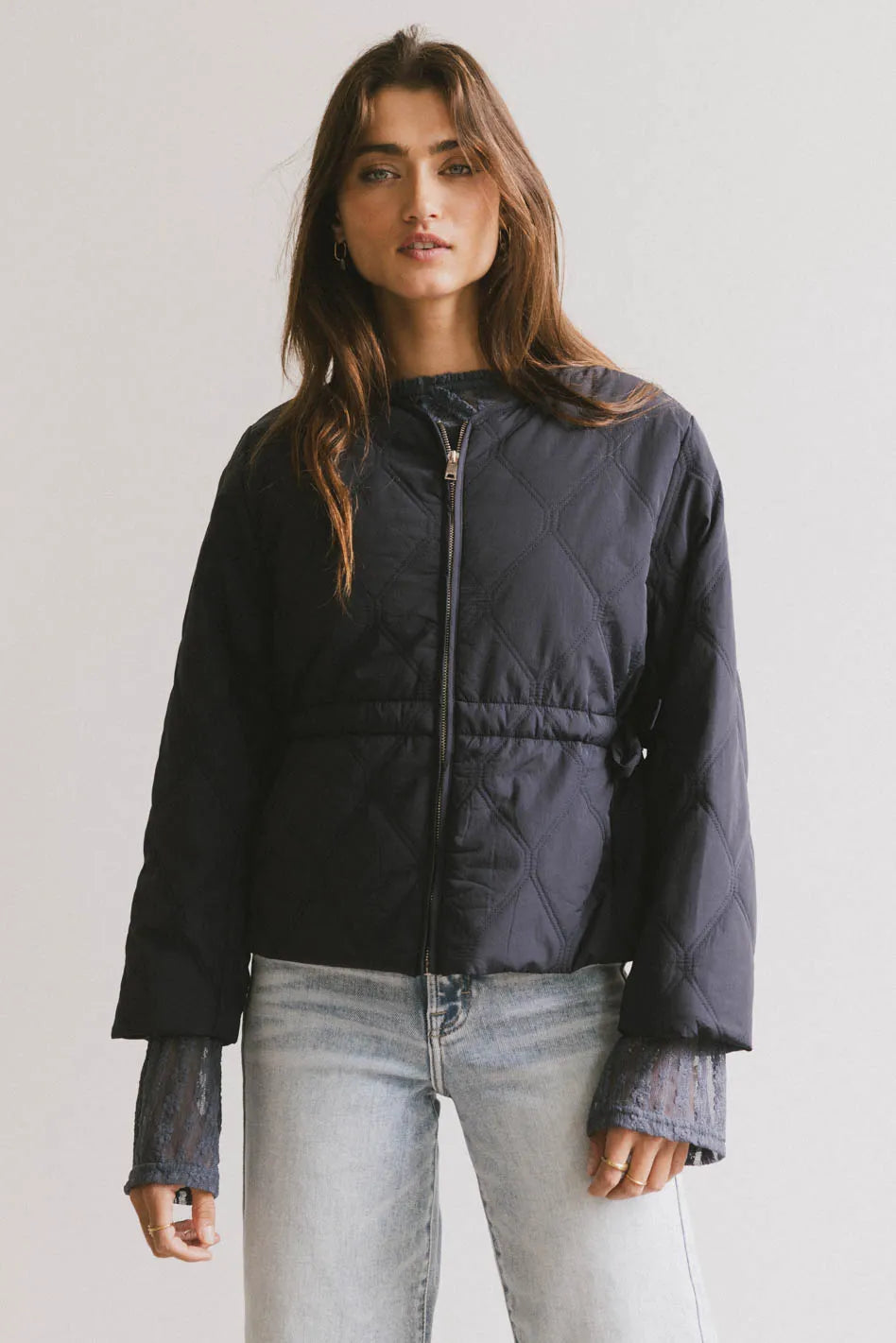 Zola Quilted Jacket in Navy