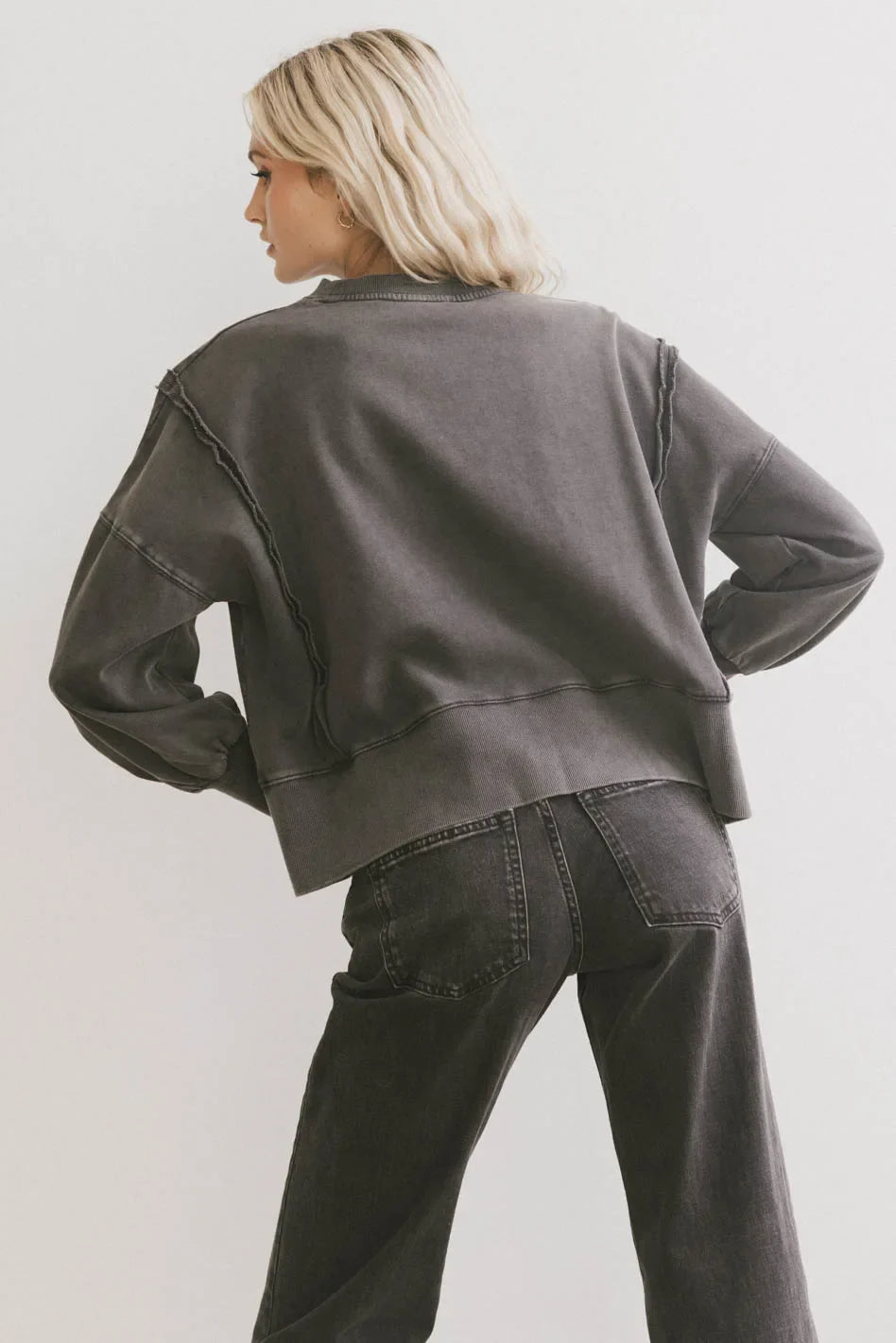 Costello Reverse Seam Crewneck in Charcoal