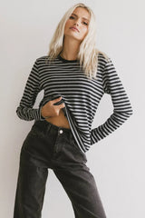 Reggie Striped Top in Grey