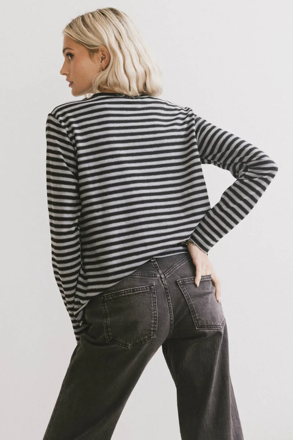 Reggie Striped Top in Grey