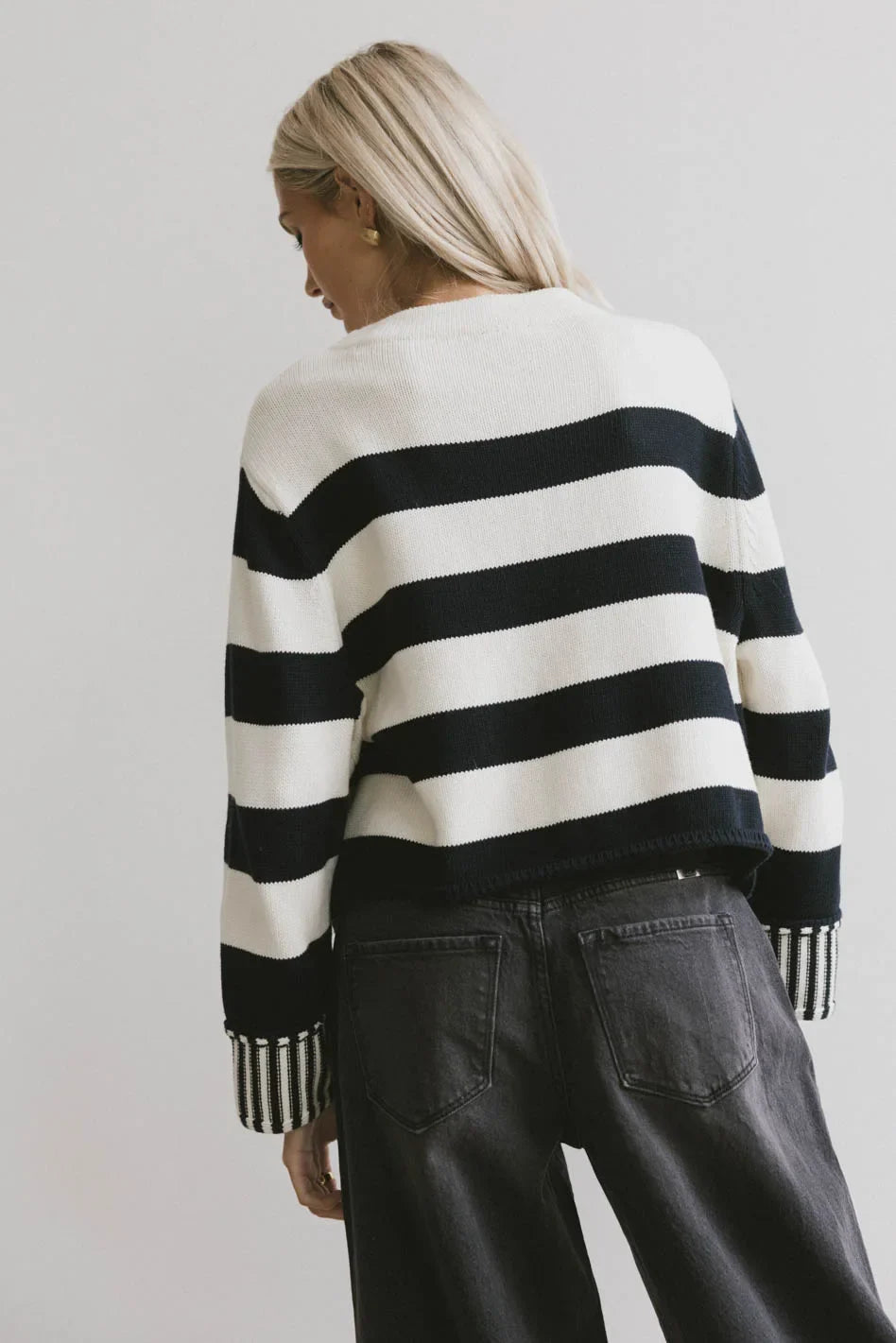 Helena Striped Sweater in Black