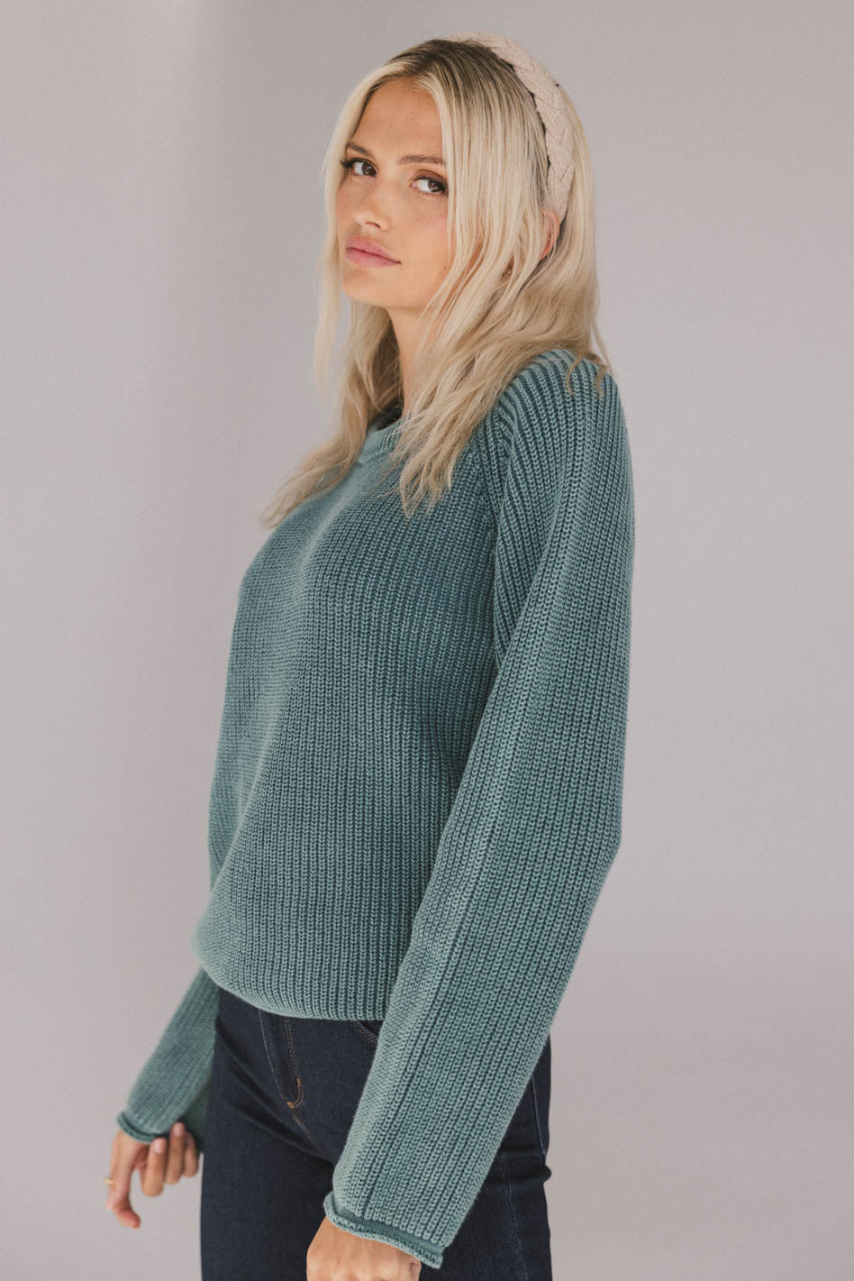Aveline Knit Sweater in Teal