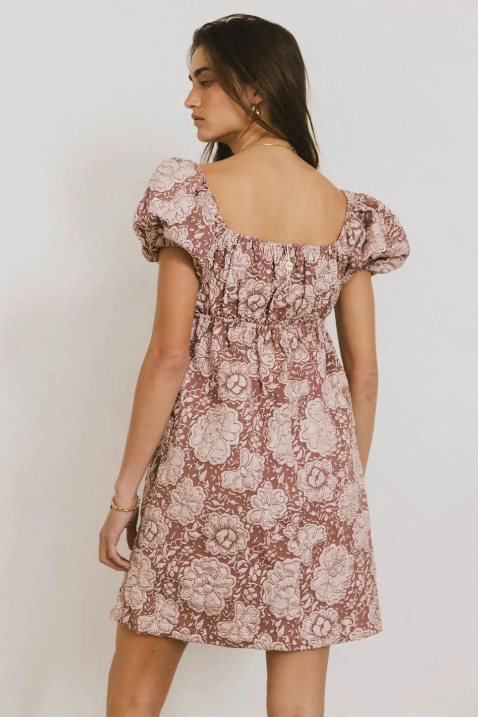 Darcella Floral Mini Dress in Mauve