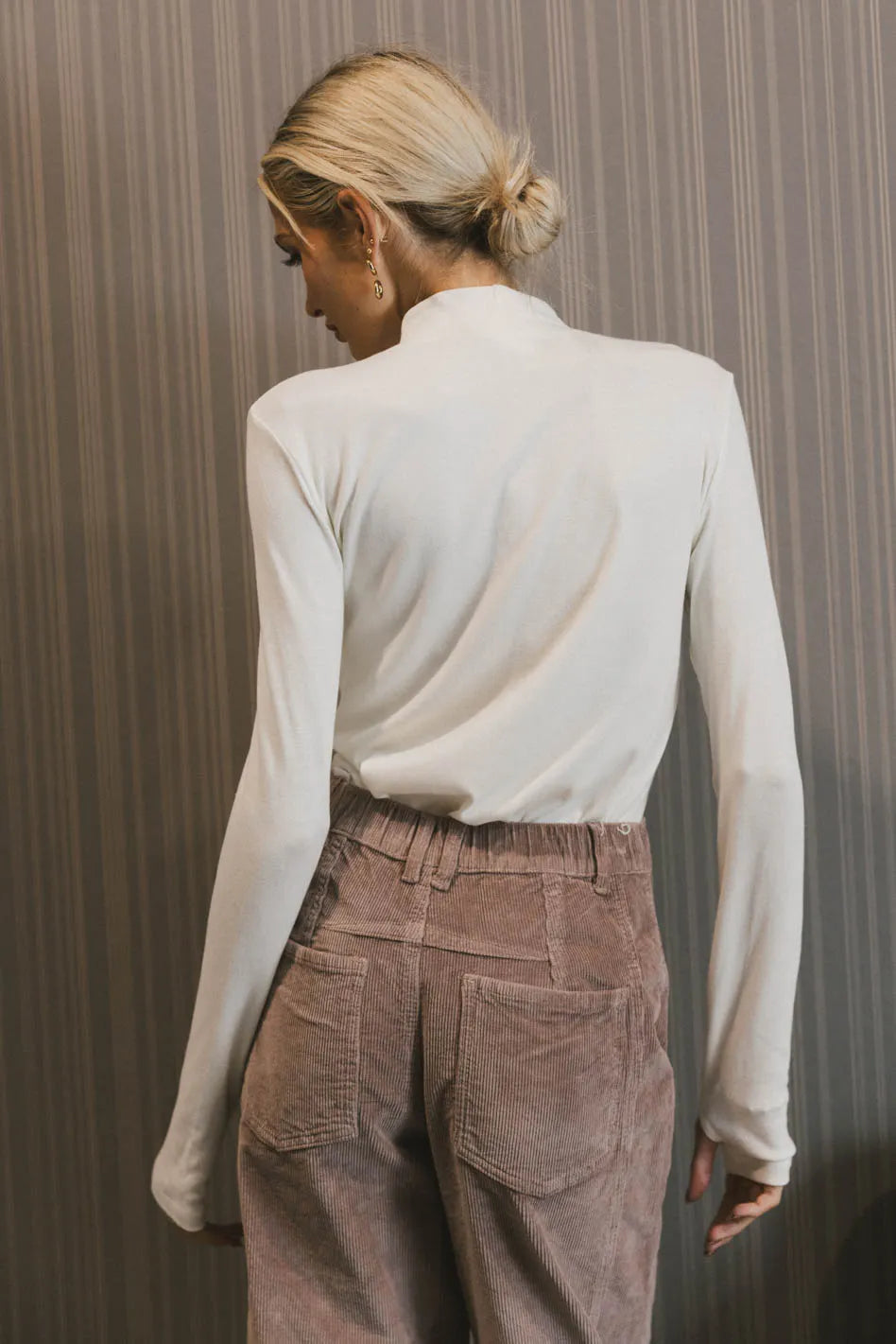 Alani Mock Neck Top in Ivory