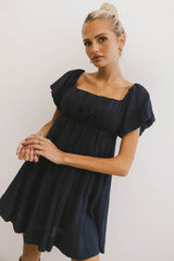 Dasha Textured Mini Dress in Navy